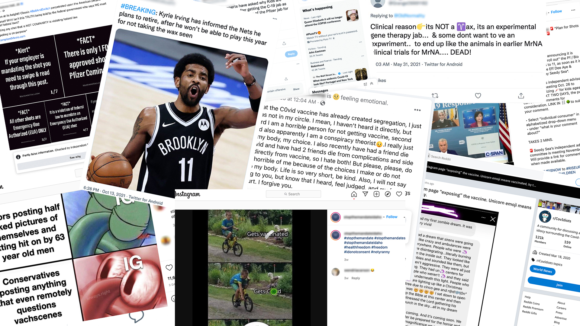 Collage of social media coded language posts