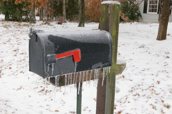 Ice covered mailbox