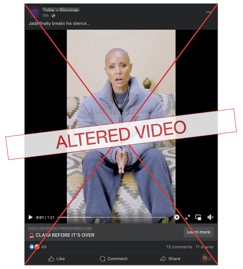 Jada Pinkett Smith health care scam claim edited screenshot