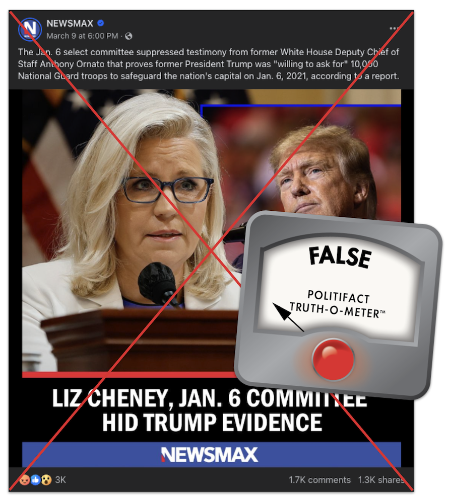 Jan. 6 committee suppressed testimony claim edited screenshot