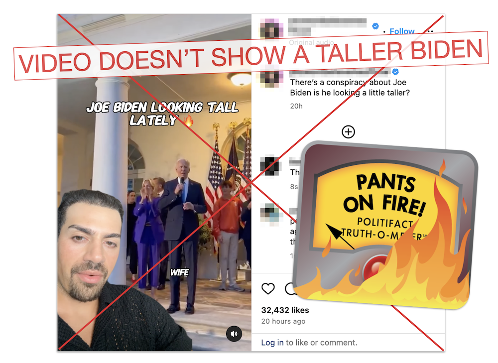 Joe Biden got taller video claim graphic, 7-28-2024