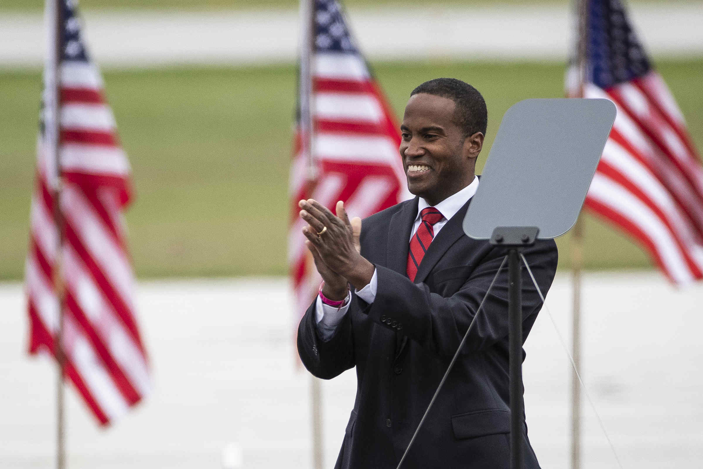 John James Trump rally applause