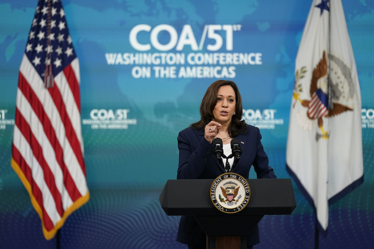 Kamala Harris speaking at Americas conference May 4 2021