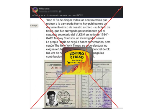 Kamala Harris Carnet Comunista En Espanol, 9-13-2024