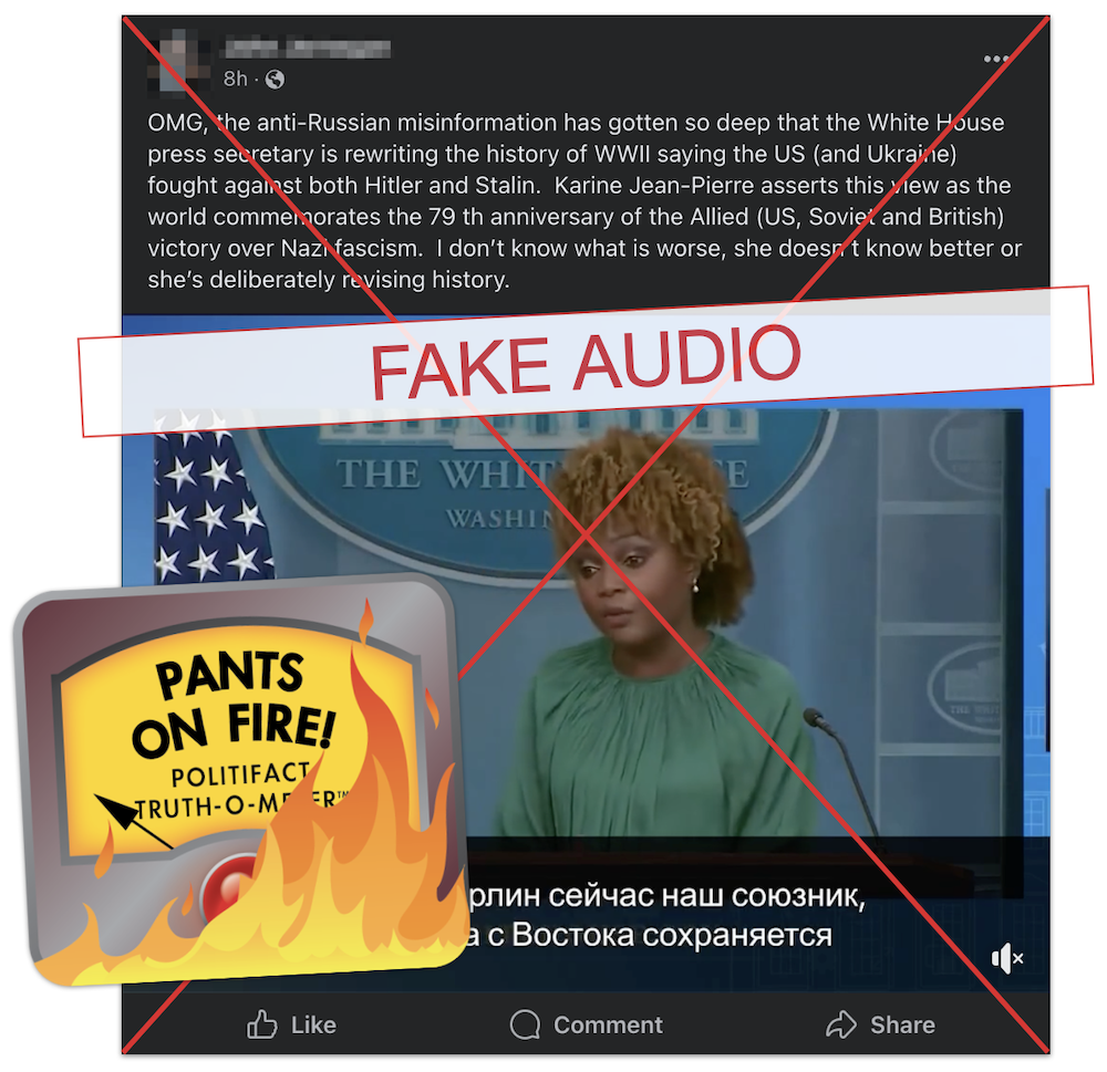 Graphic Karine Jean-Pierre World War II US Ukraine claim fake audio