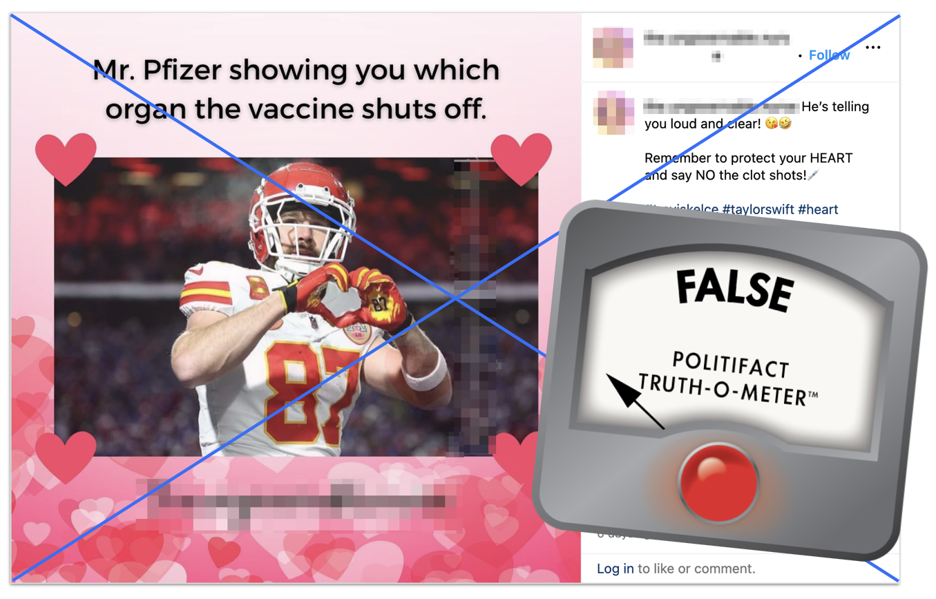 Travis Kelce Pfizer vaccine claim edited screenshot