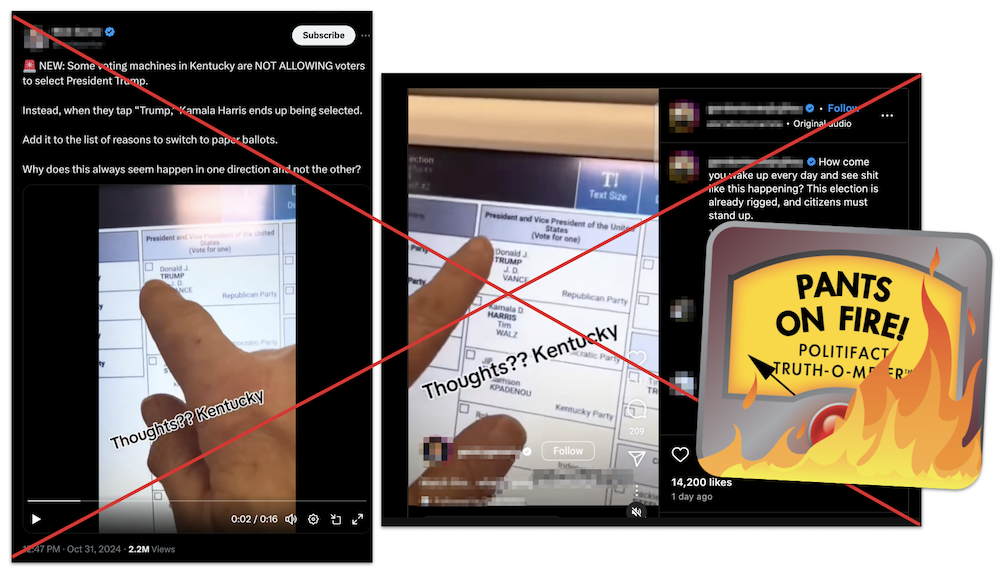 Kentucky voting machine Trump video claim graphic