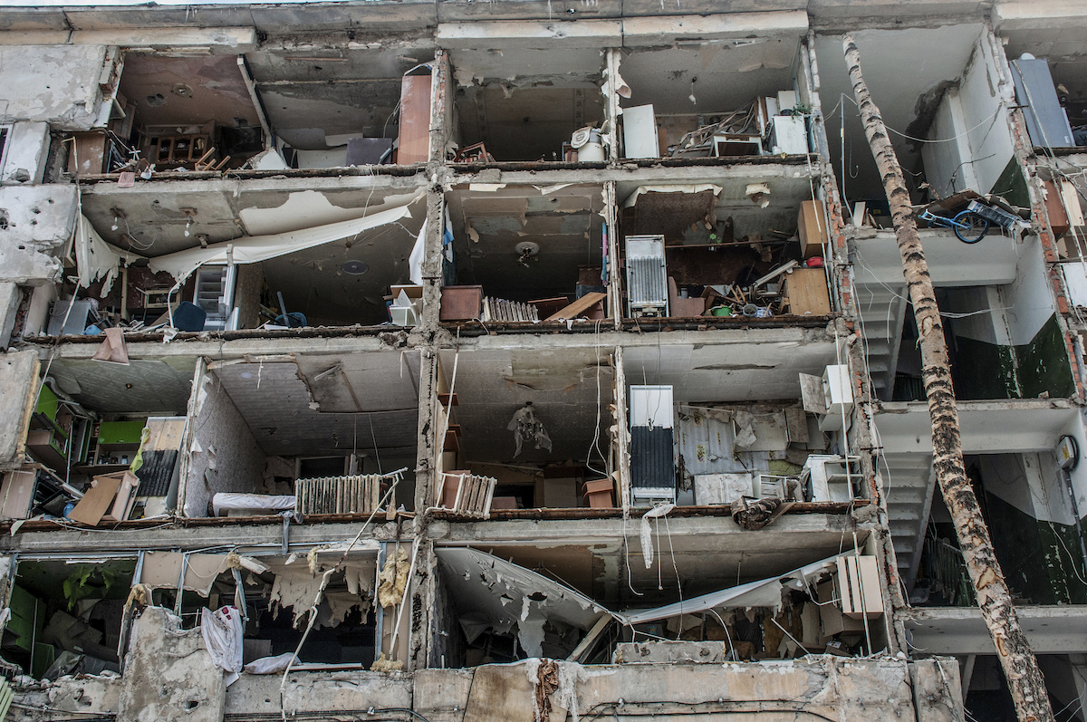 Bomb damaged apartments Kharkiv