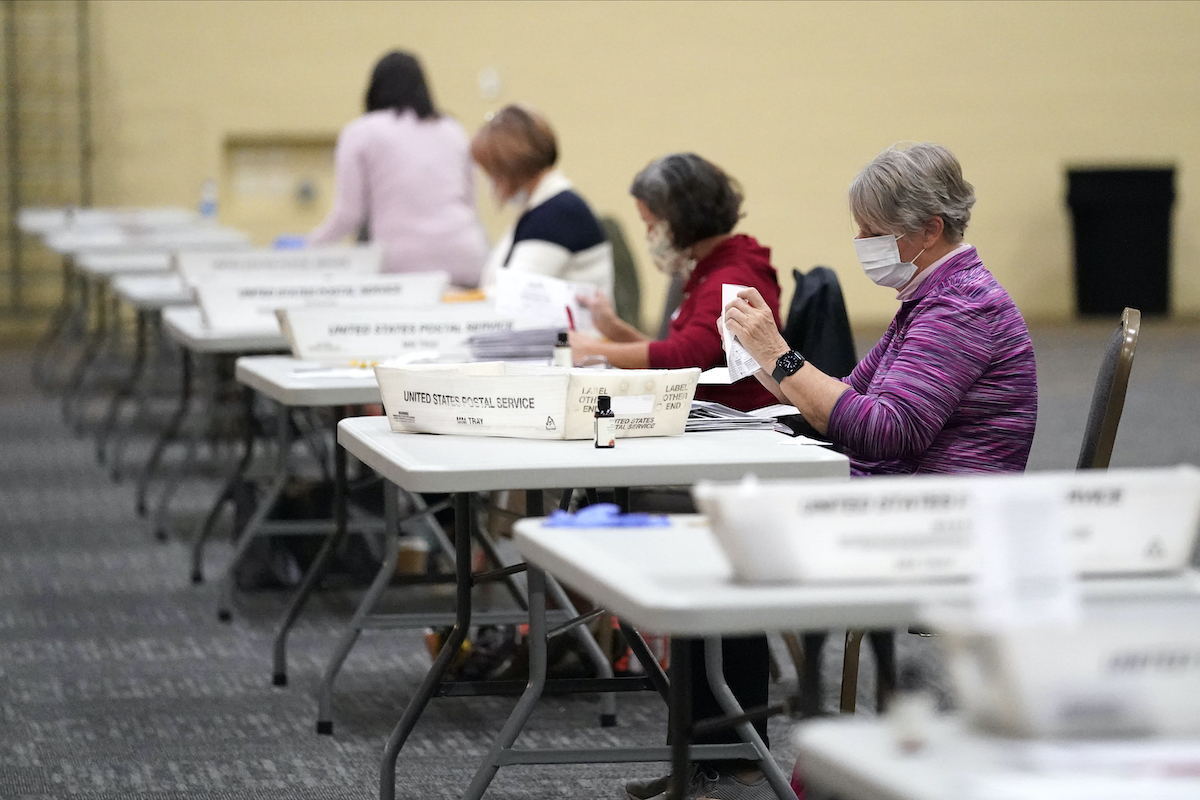 Lancaster PA election workers with mail ballots 11-4-20
