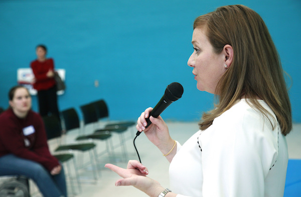 Lizzie Fletcher speaks at event