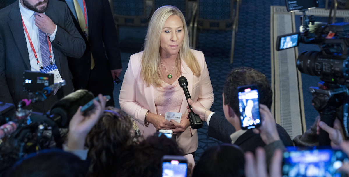 MTG speaks to reporters at 2023 CPAC cropped