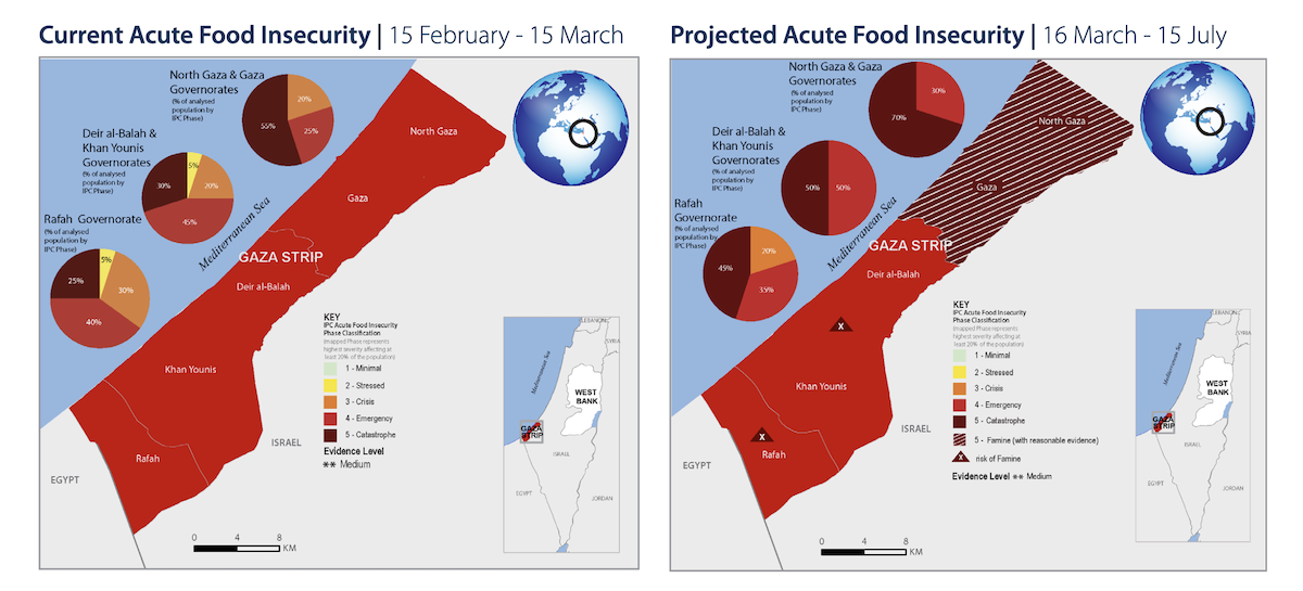 Maps of Acute Food Insecurity in the Gaza Strip as of March 2024