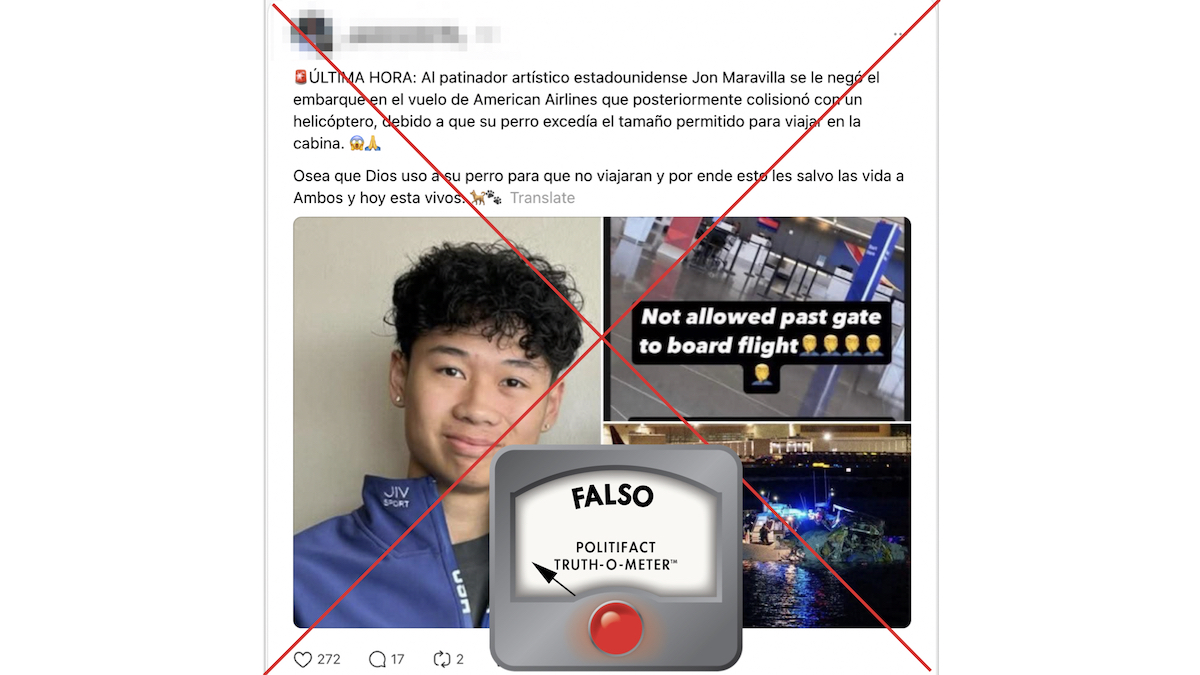 Grafico falso de Maravilla en accidente  de avion