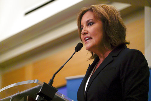 Ohio Lt. Gov. Mary Taylor at a podium in July 2017