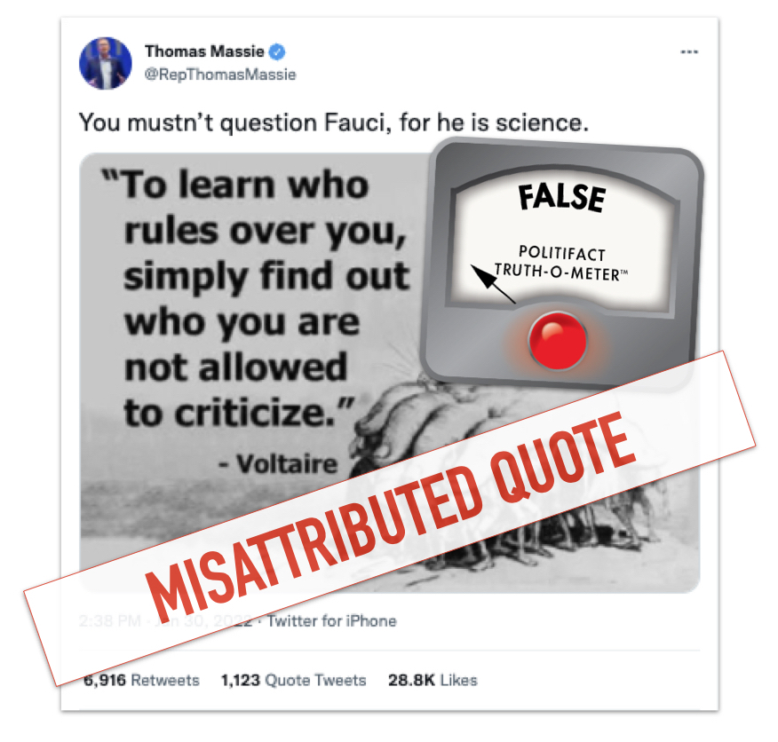 Thomas Massie Voltaire tweet marked