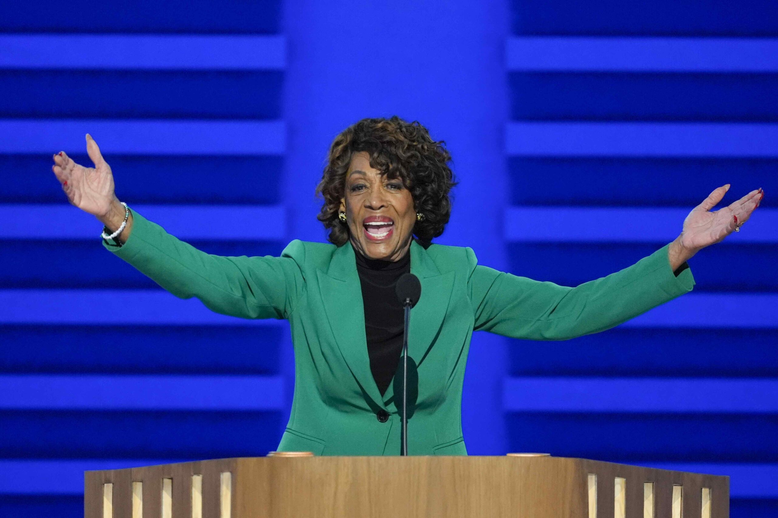 Rep. Maxine Waters, D-Calif., at the DNC in Chicago, 8-19-24