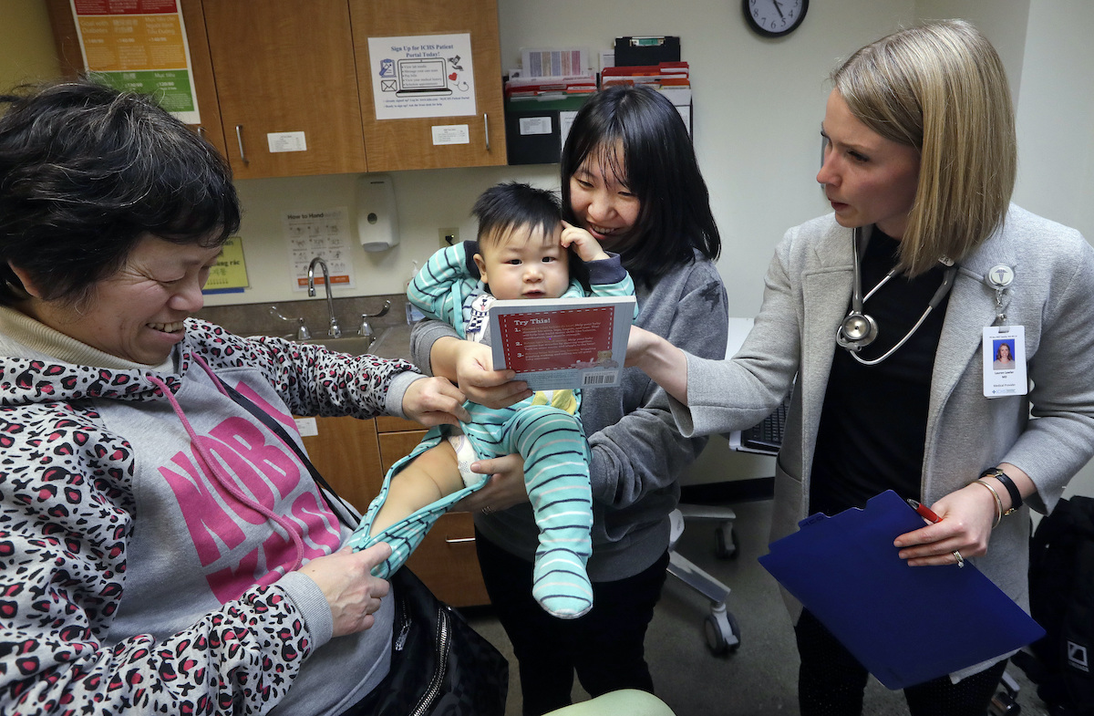 Baby being vaccinated for measles in California