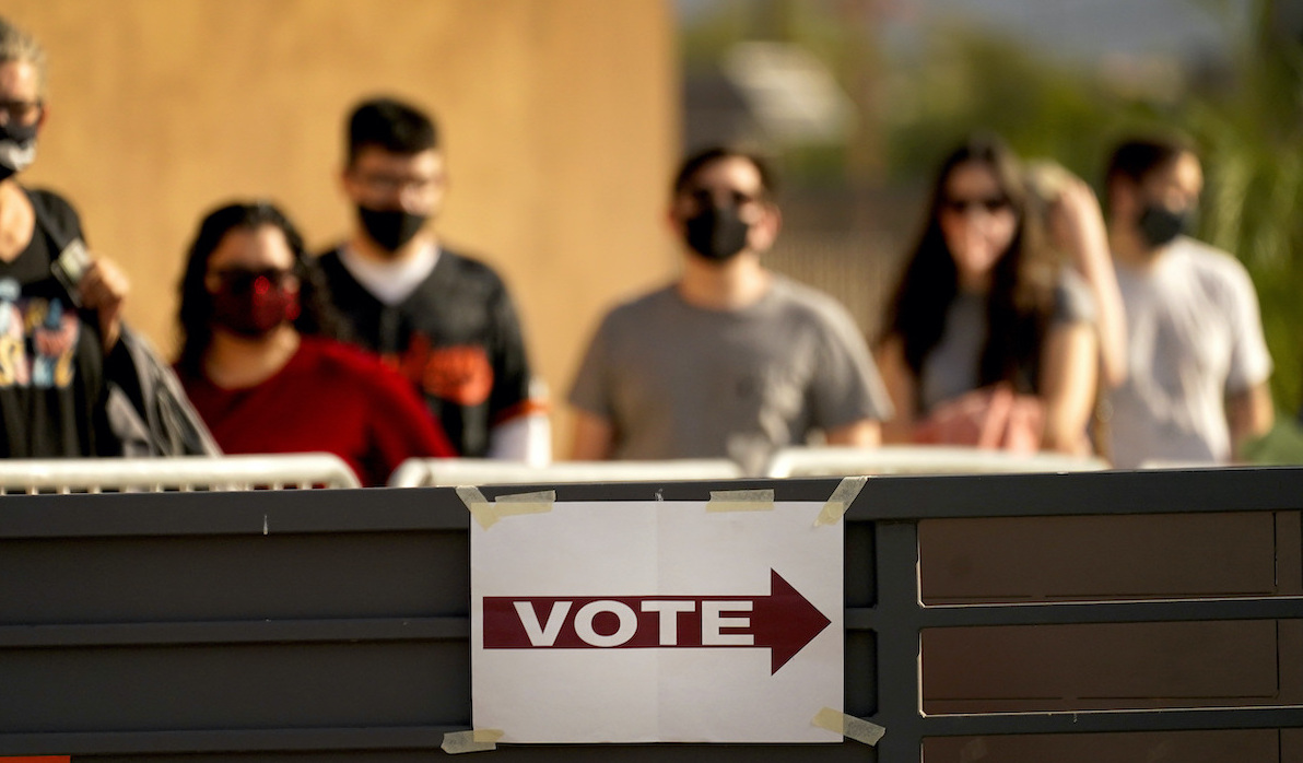 Mesa Arizona voters with masks on 11-3-20