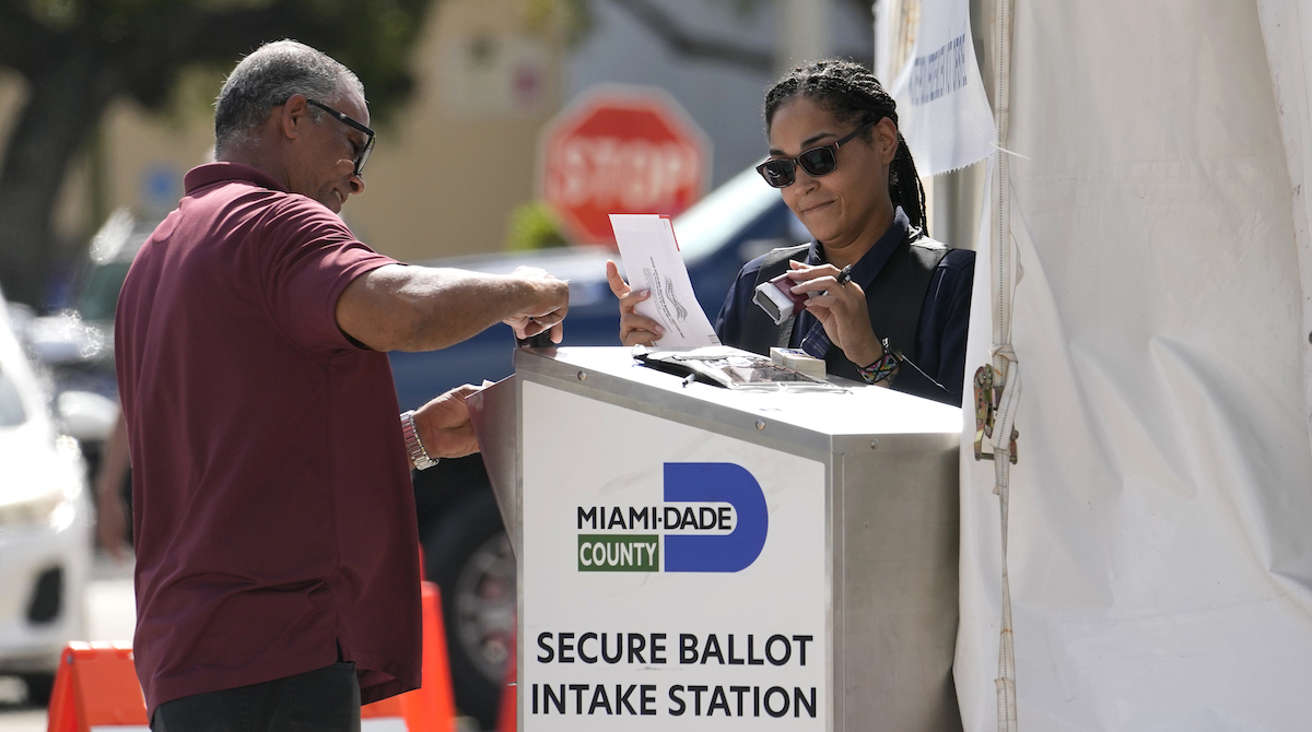 Miami-Dade vote-by-mail ballot box on Nov. 8, 2022