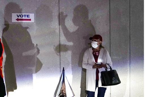Woman waits to vote Miami Oct 2020