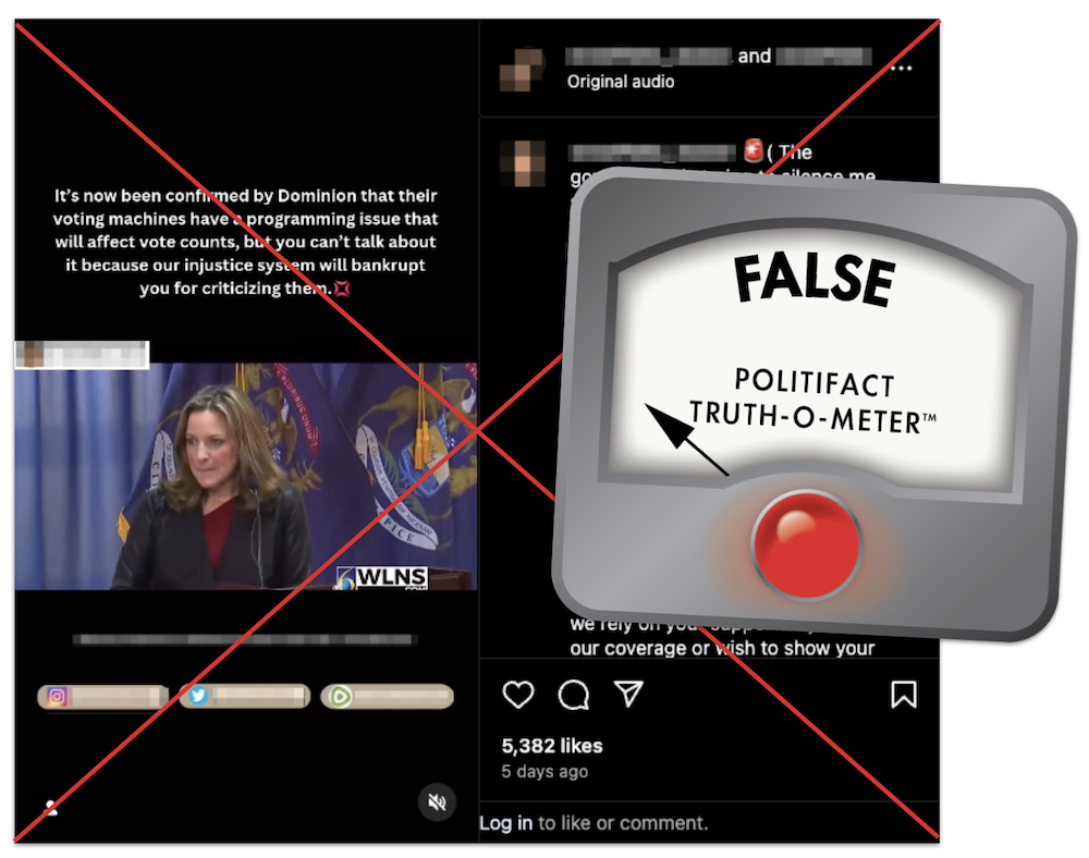 Michigan Dominion voting machine error claim graphic, 11-5-2024