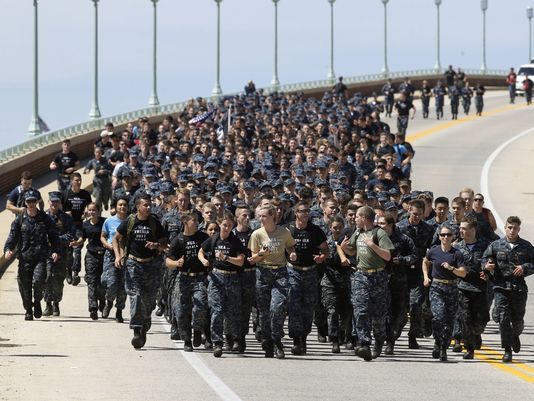 Midshipmen running