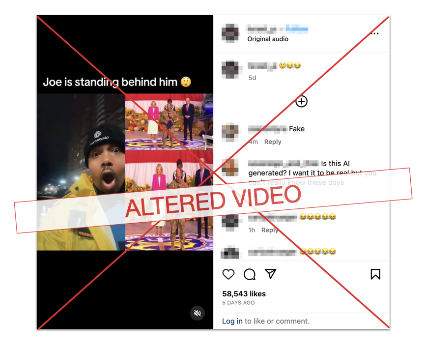 Military prayer Biden claim edited screenshot