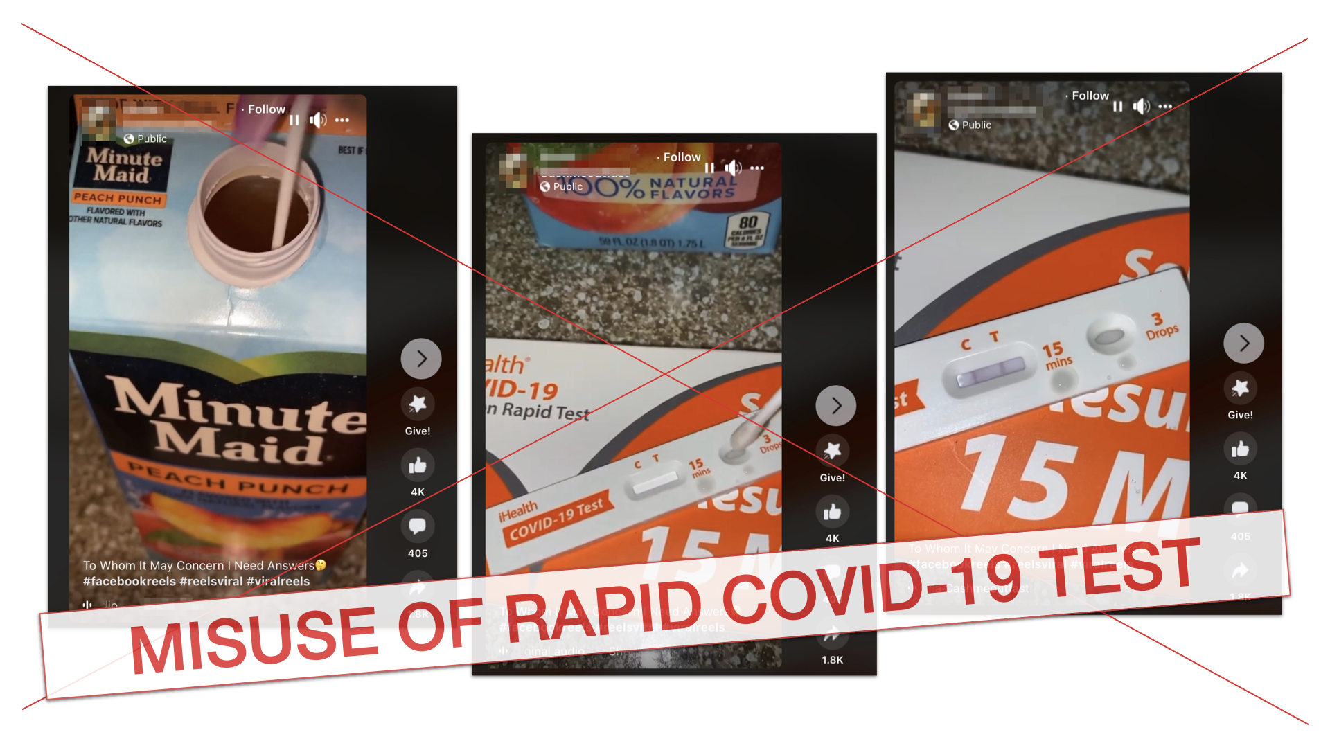 False Graphic for claim that Minute Maid juice tests positive for COVID-19 on rapid test