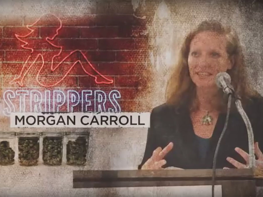NRCC says Morgan Carroll voted to allow welfare recipients to use cash-benefit cards at ATMs in strip clubs and pot dispensaries.
