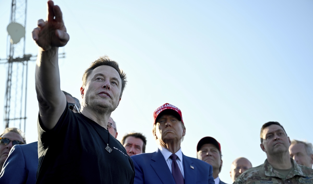 Musk and Trump at SpaceX Starship rocket test flight, Boca Chica, Texas, 11-19-2024