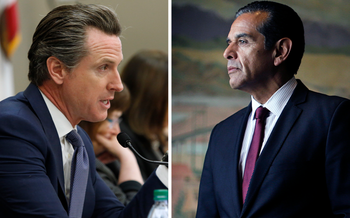 Villaraigosa, Newsom side by side