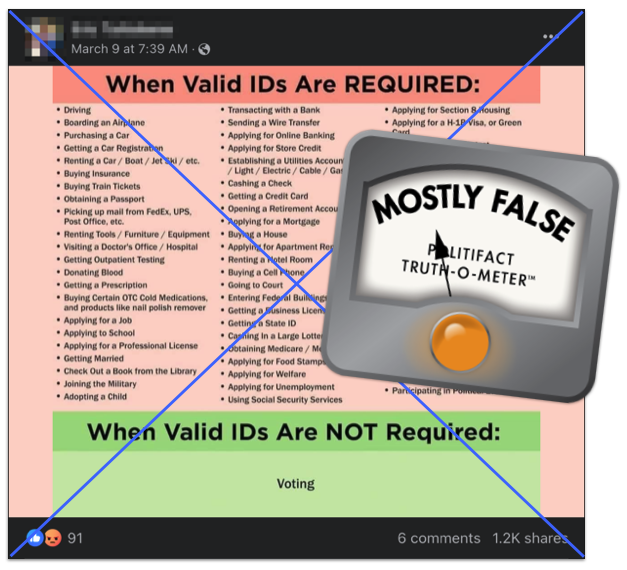No ID required to vote claim edited screenshot