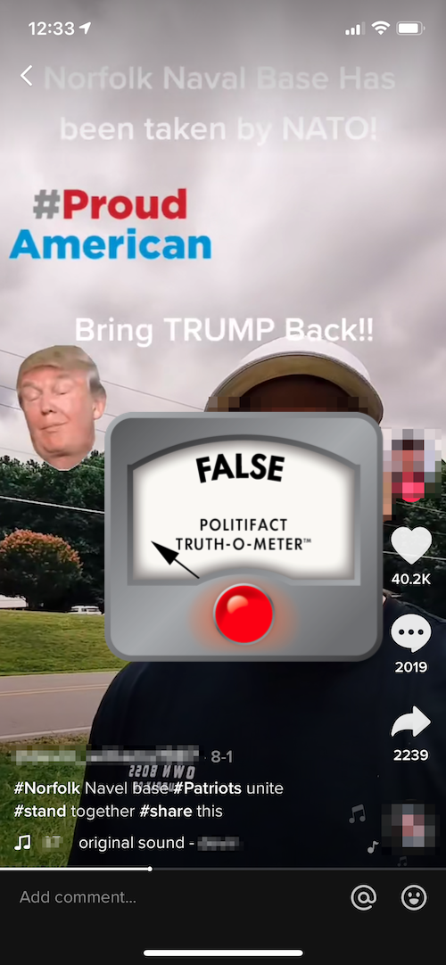 TikTok Norfolk NATO with False logo