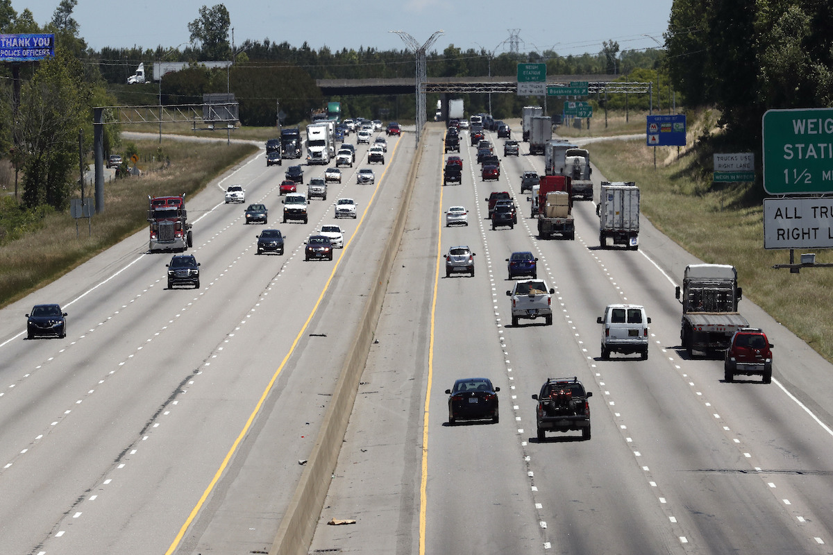 Cars commuting on a highway in Mebane, North Carolina, May 11, 2020. (AP)