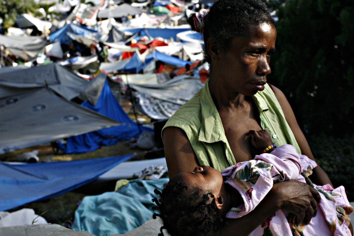 Haitian mother and child after earthquake