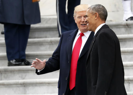 Obama and Trump at Trump inauguration