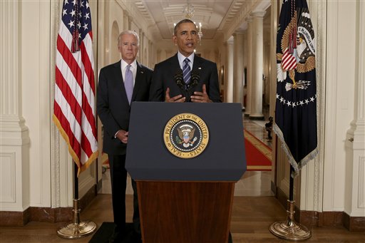 Obama announces Iran deal at podium