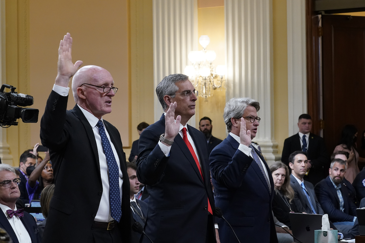 Bowers, Raffensperger, Sterling take oath