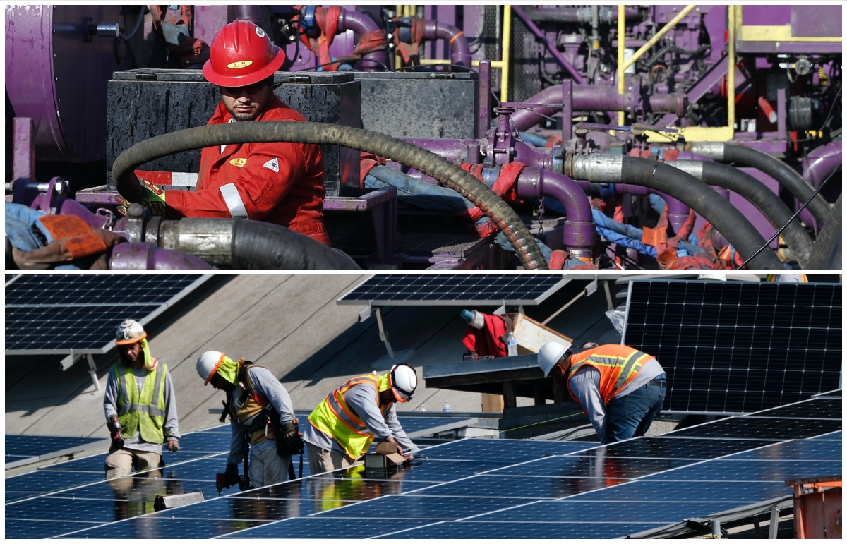 Oil and solar workers