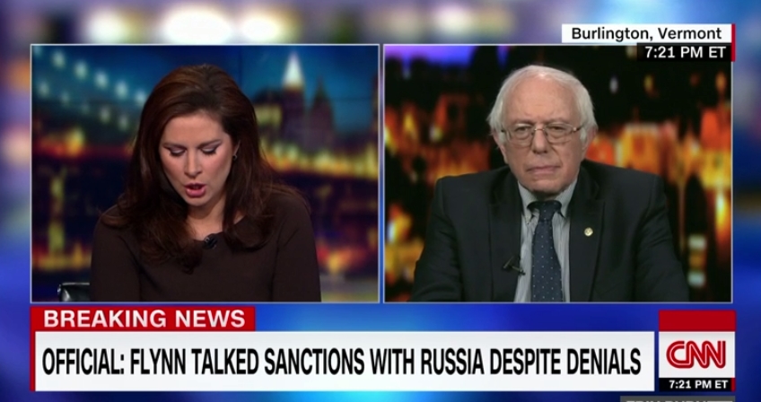 Screen grab from CNN interview Sanders/Burnett