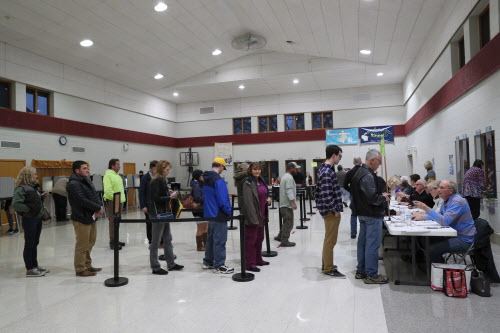Voters in line