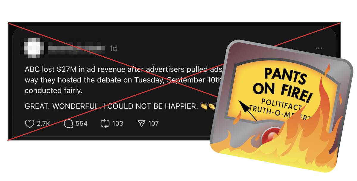 POF Graphic for claims ABC lost $27 million after the Sept. 10 debate