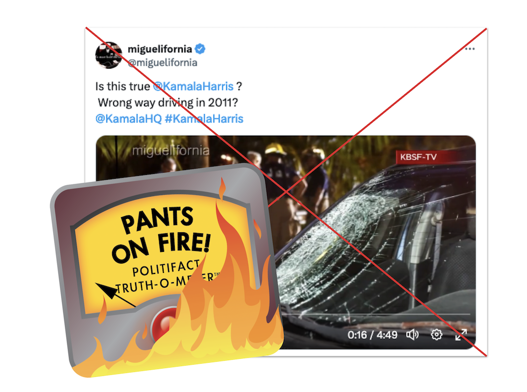 POF graphic for claim that Harris was involved in hit and run 09-05-2024