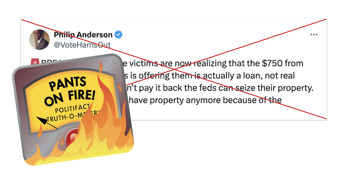 POF graphic that $750 FEMA support is a loan