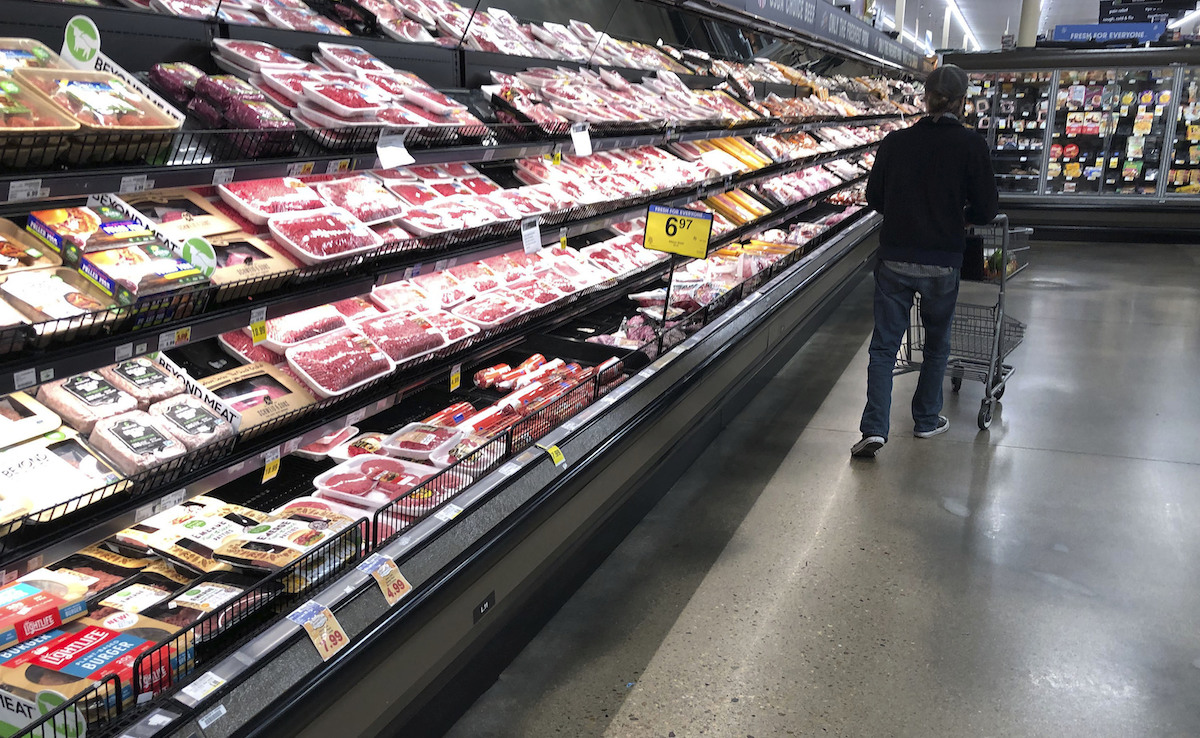 Packaged meat in grocery store May 2020 file photo