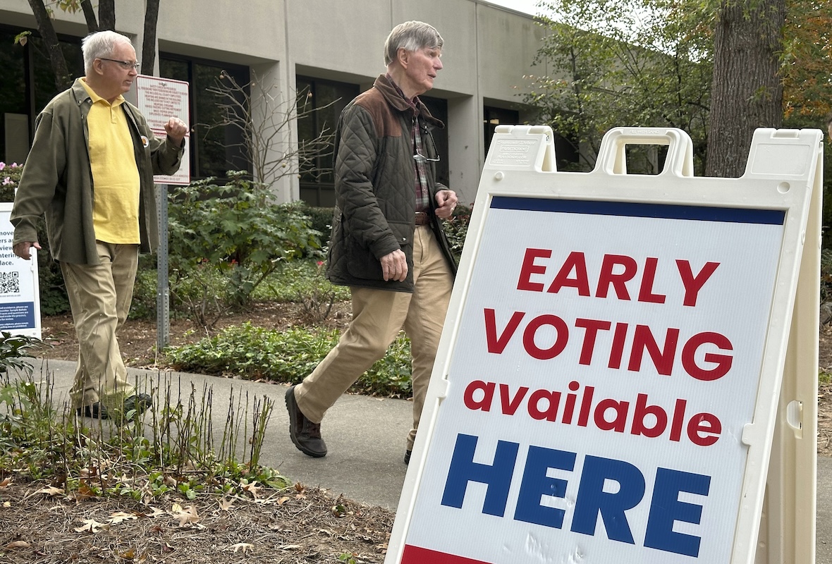 People leaving after voting, Sandy Springs, Georgia, 10-15-2024
