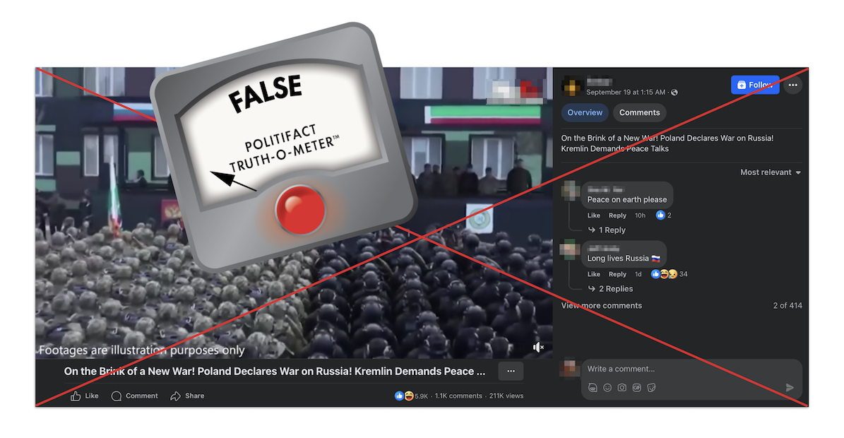 Poland Russia war claim edited screenshot