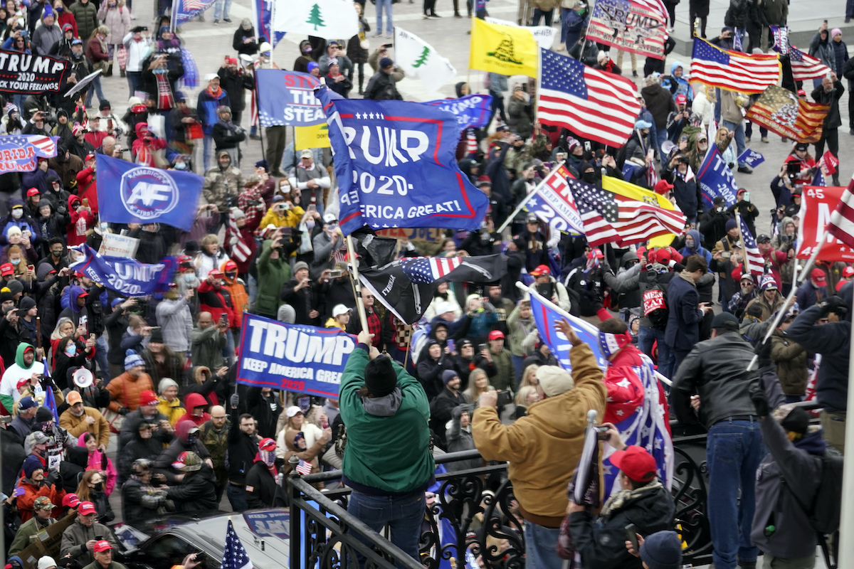 Crowd of Trump protesters