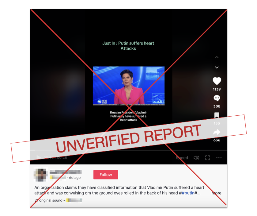 Putin heart attack claim edited screenshot