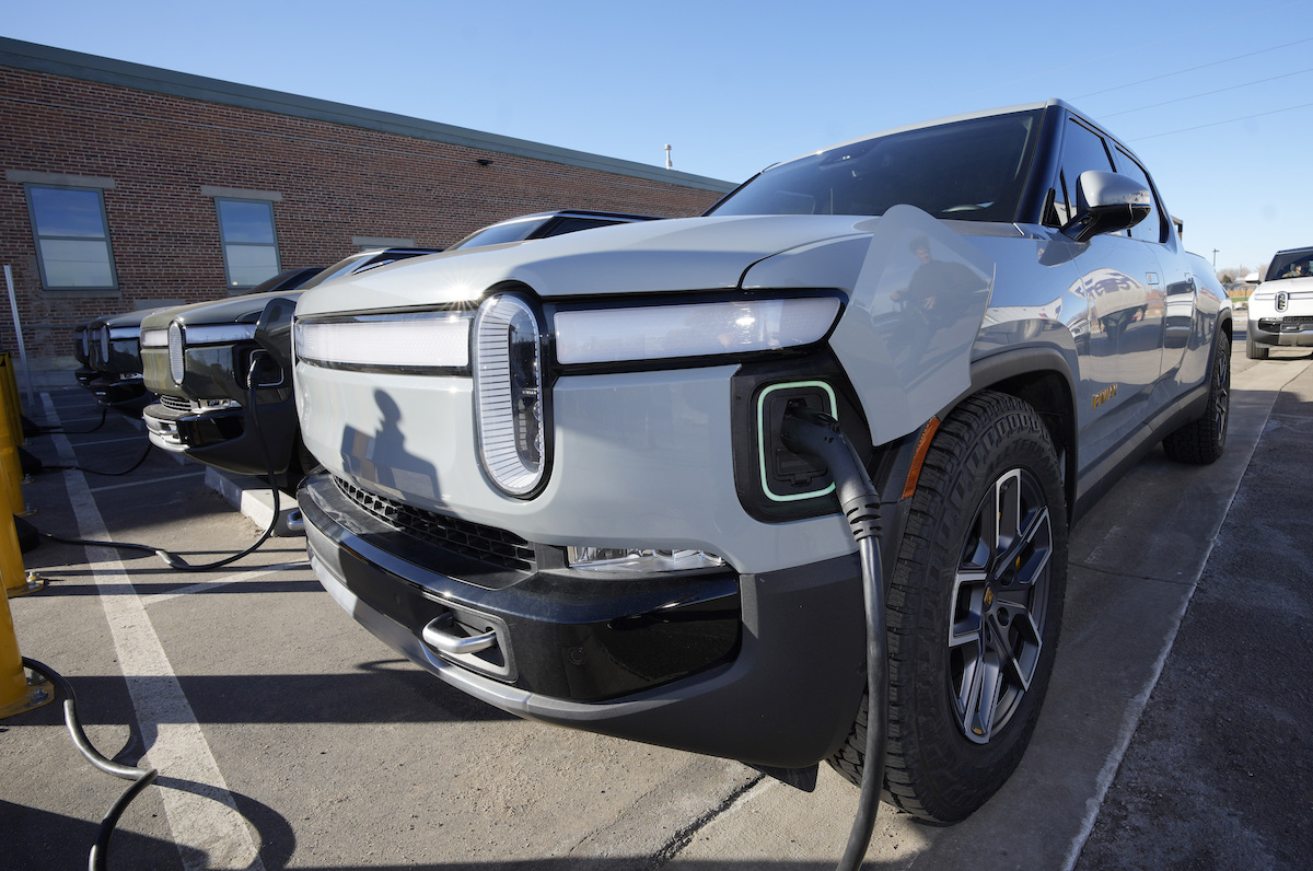 R1T electric pickup truck charging, 2-8-2023